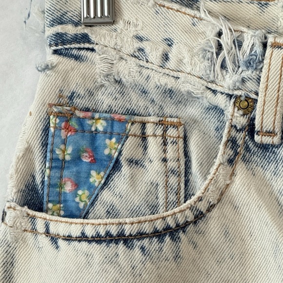 Vintage 80s Light Acid Wash Jeans Patches Retro Zena Size 6 - Picture 6 of 16